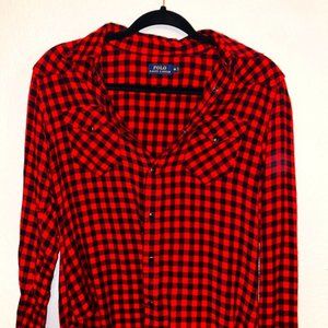 Polo Ralph Lauren Red & Black Plaid Shirt Size 10